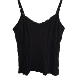 Daniel Laurent Black Rouched /Lace trimmed Camisole top Spaghetti Straps…